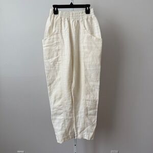 Elizabeth Suzann sz 4-R Florence Pant Ivory 100% Linen Tapered Pull on